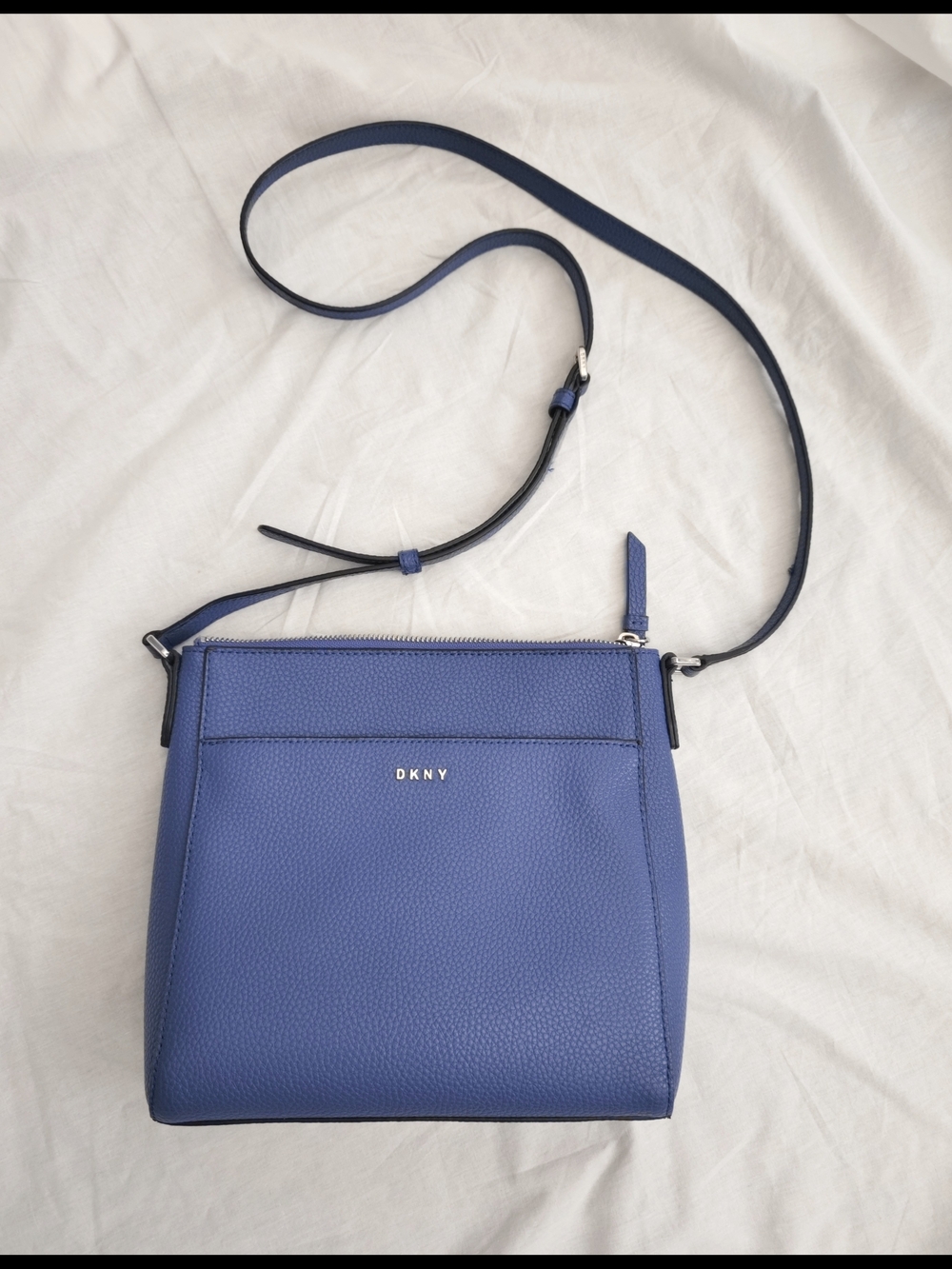 DKNY Blue Pebbled Leather Crossbody Bag
